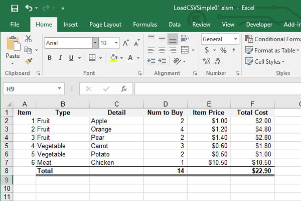 CSV loaded with Excel VBA