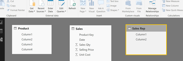 Power BI Initial Data Relationships